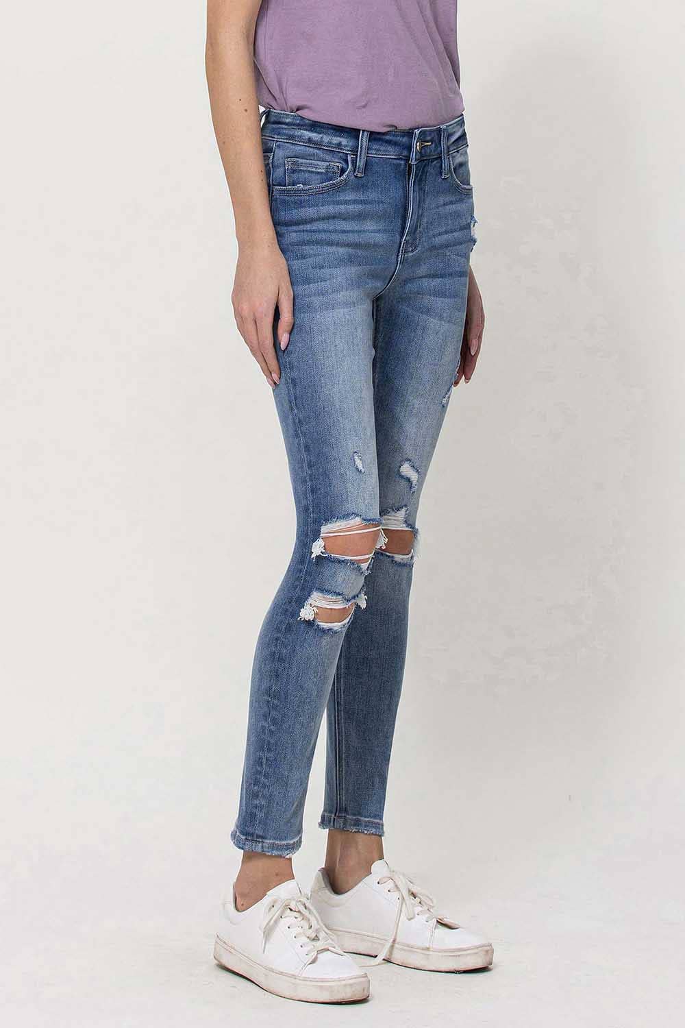 Amber Vervet Distressed Skinnies