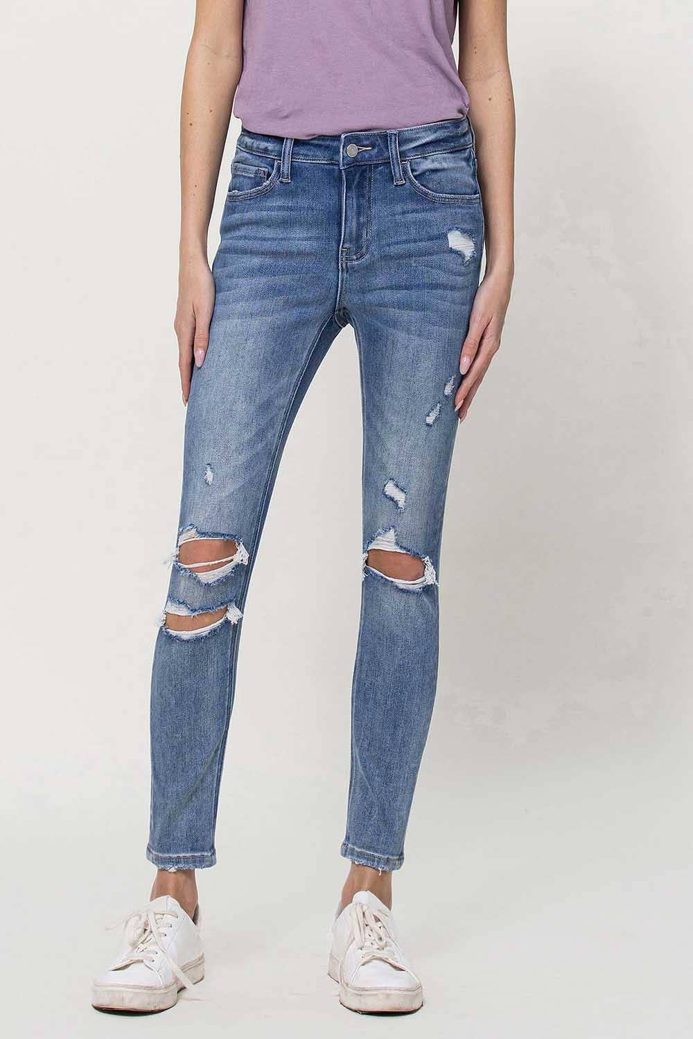 Amber Vervet Distressed Skinnies