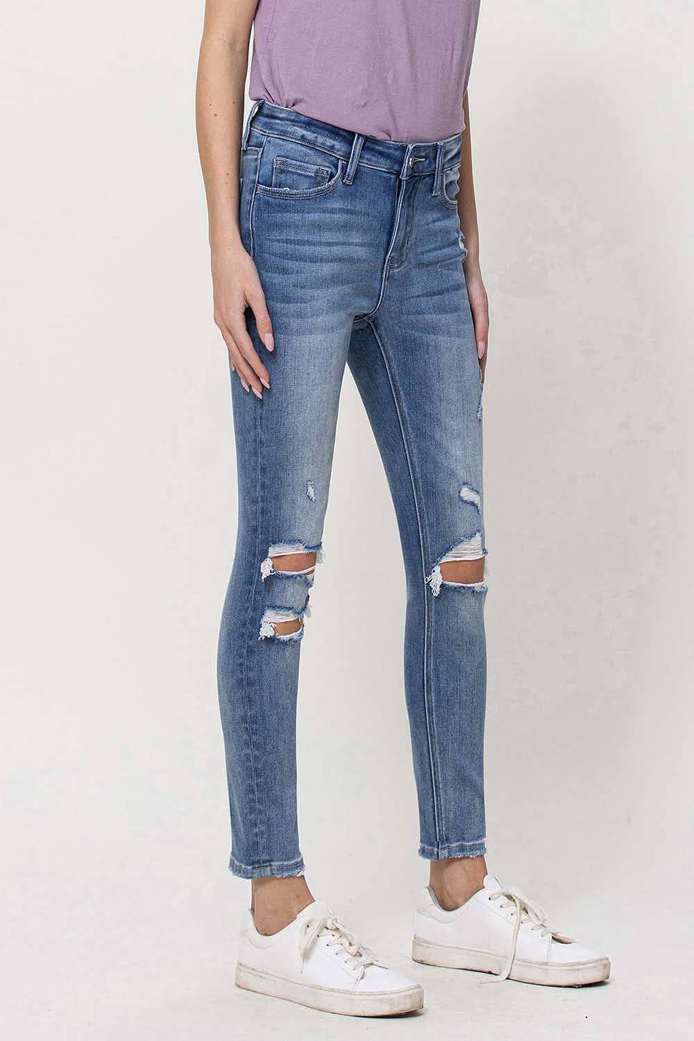 Amber Vervet Distressed Skinnies