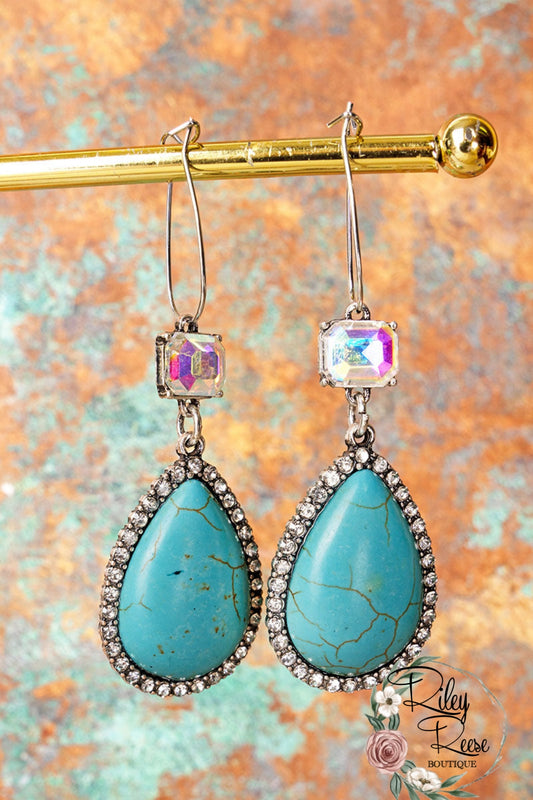 Crystal Springs Teardrop Earrings - Turquoise