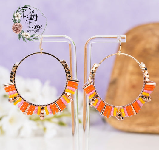 Persuing Perfection Orange Seed Bead Earrings